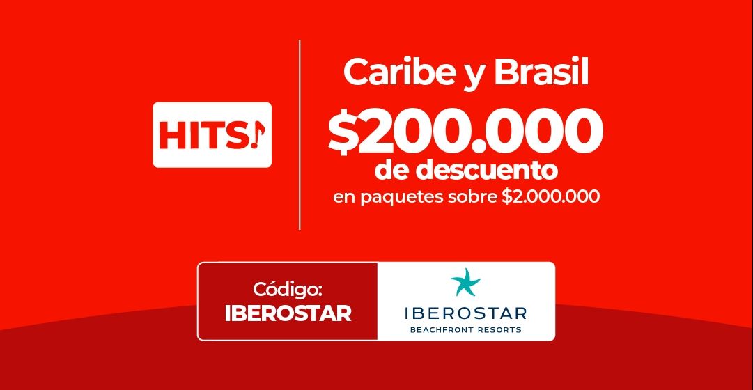 Imagen de HITS! e Iberostar con un descuento en paquetes para Caribe y Brasil.