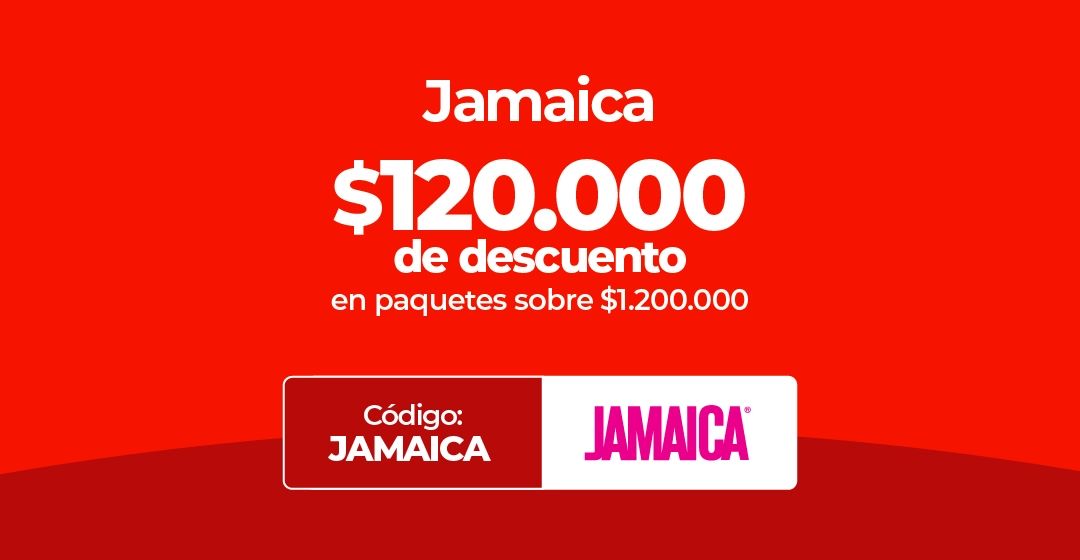 Jamaica ofrece $120.000 de descuento en paquetes usando el código JAMAICA.