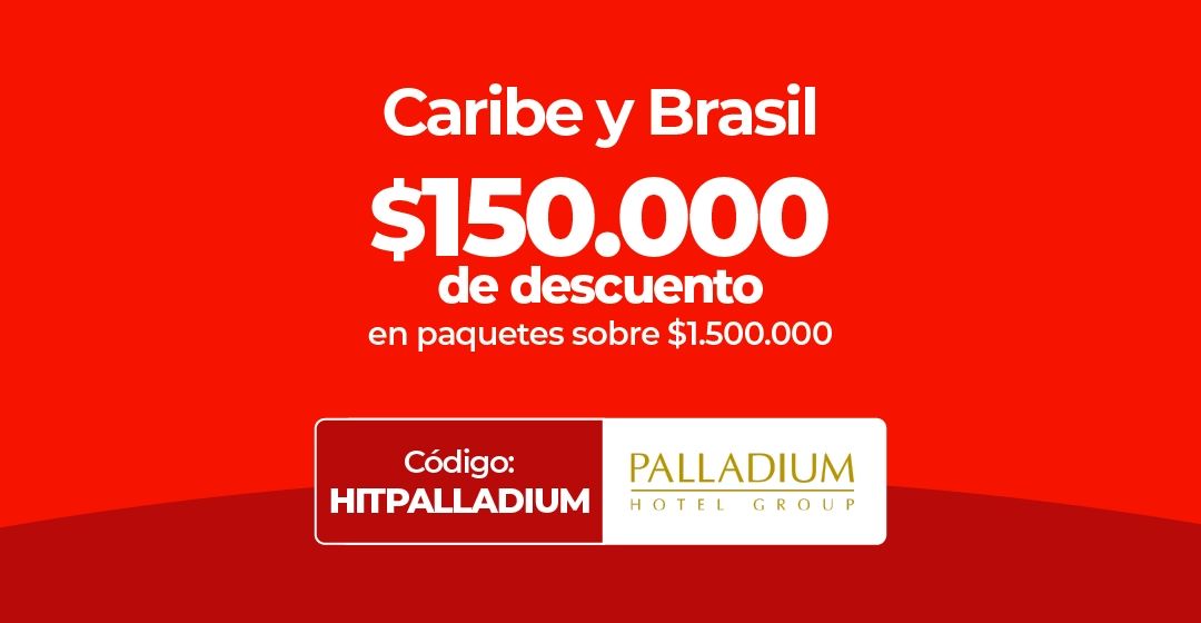 Descuento de $150.000 de Palladium Hotel Group para viajes al Caribe y Brasil.