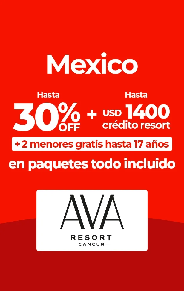 Oferta de AVA Resort Cancun en México: 30% de descuento y crédito resort.