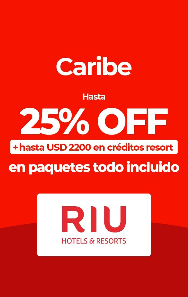 Anuncio de RIU Hotels & Resorts: hasta 25% de descuento en paquetes todo incluido Caribe.