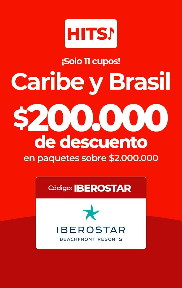 Oferta de $200.000 de descuento en paquetes a Caribe y Brasil con Iberostar.