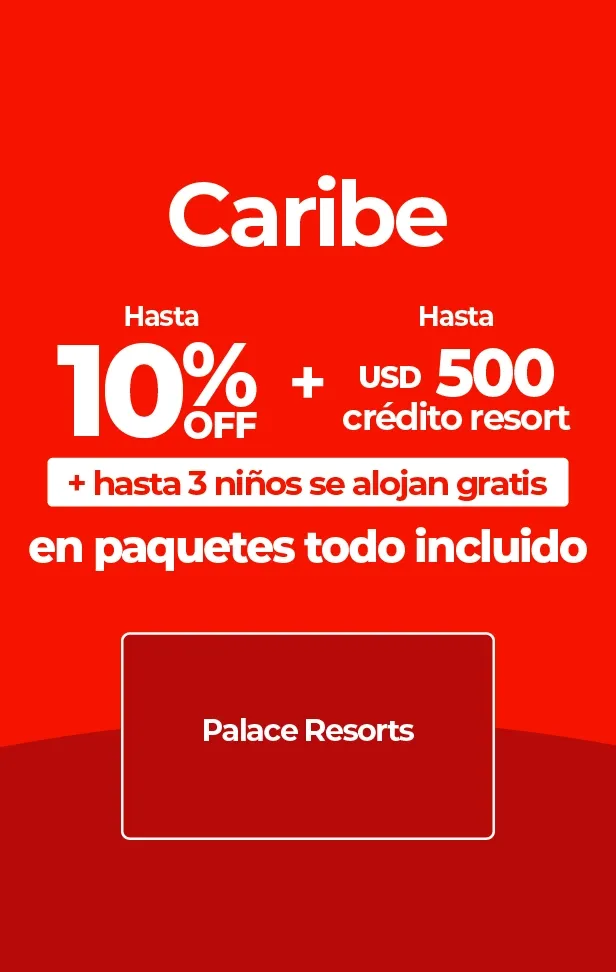 Imagen con texto de ofertas para paquetes todo incluido en el Caribe de Palace Resorts.