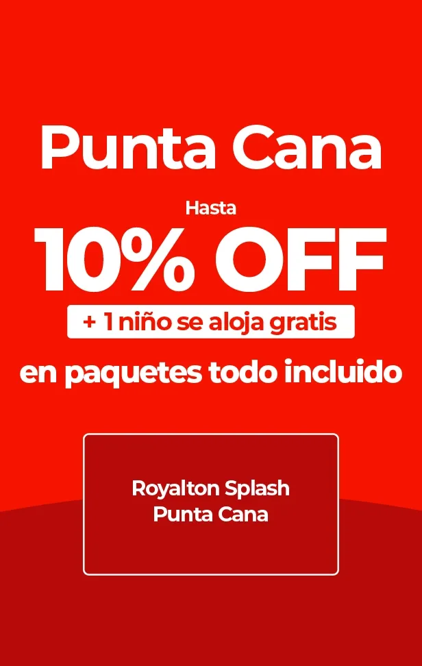 Oferta para Punta Cana: 10% de descuento y un niño gratis en Royalton Splash.