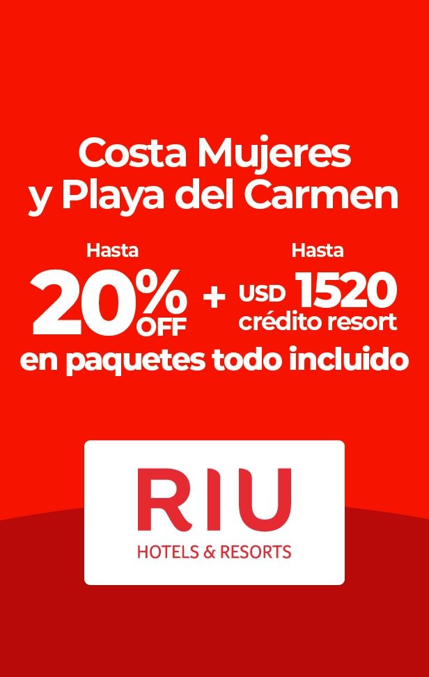 RIU Hotels & Resorts ofrece descuentos y crédito para Costa Mujeres y Playa del Carmen.