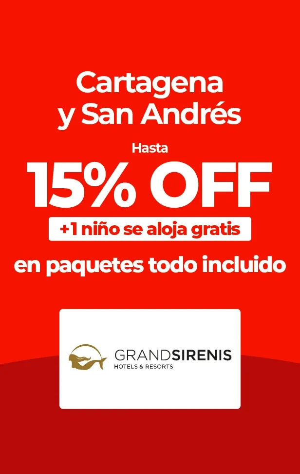 Grand Sirenis ofrece hasta 15% de descuento en paquetes todo incluido para Cartagena y San Andrés.