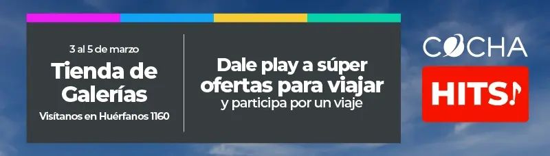 Anuncio de Tienda de Galerías con ofertas de viaje de Cocha y Hits.