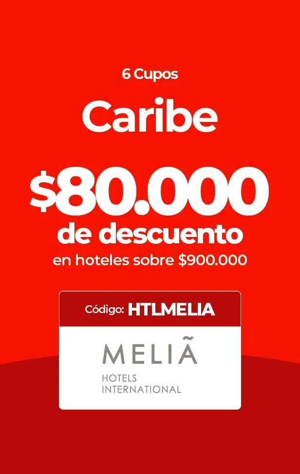 Oferta Meliá: $80.000 de descuento en hoteles Caribe con código HTLMELIA.
