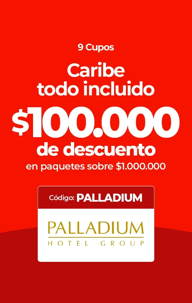 Oferta de $100.000 de descuento en paquetes todo incluido al Caribe con código Palladium.