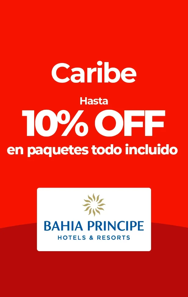 Anuncio de oferta con hasta 10% de descuento en el Caribe de Bahía Príncipe.