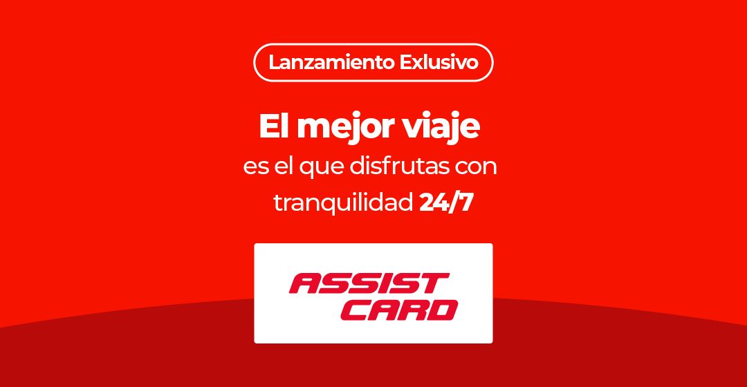 Anuncio de Assist Card sobre lanzamiento exclusivo y viajes con tranquilidad 24/7.