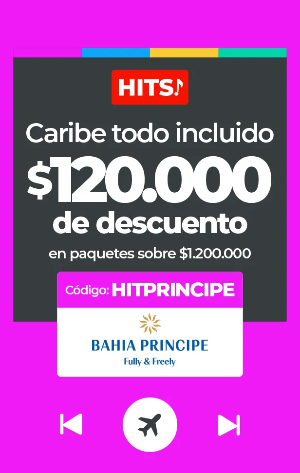Publicidad de descuento para paquetes todo incluido al Caribe con Bahia Principe.