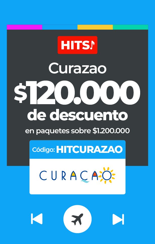 Anuncio de HITS con $120.000 de descuento en paquetes a Curazao.