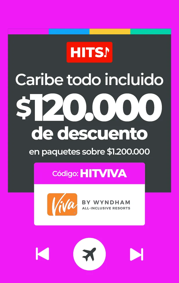 Publicidad con descuento de $120.000 en paquetes todo incluido del Caribe.