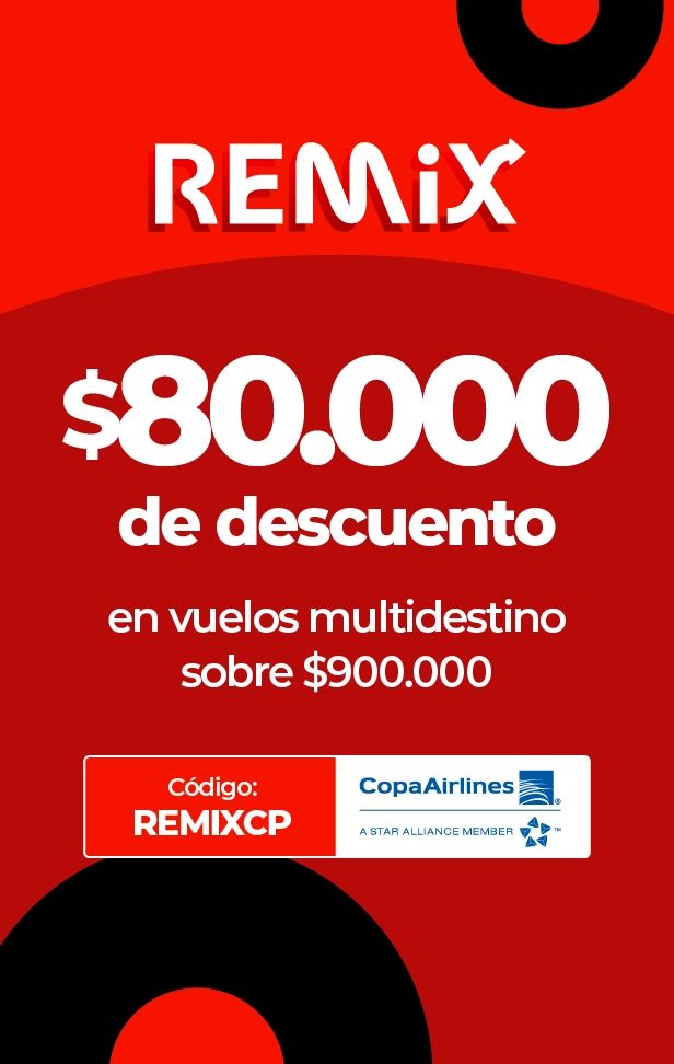 REMiX ofrece $80.000 de descuento en vuelos multidestino con Copa Airlines.
