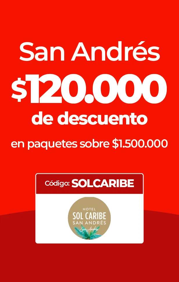 Oferta de $120.000 de descuento en paquetes a San Andrés con código SOLCARIBE.