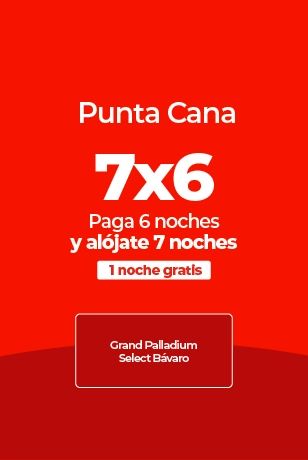 Punta Cana 7x6 noches en Grand Palladium Select Bávaro, una gratis.